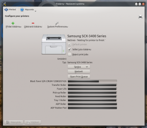 KDE nastavení tiskáren